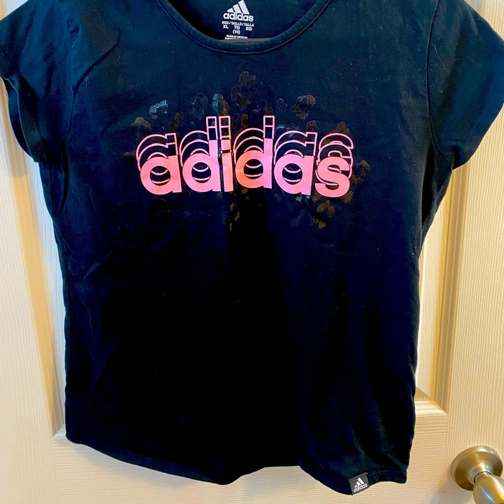New adidas XL youth top leopard pink